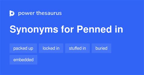 What are similar words for Penned starting with S Filtred list of synonyms for Penned is here. . Synonyms for penned